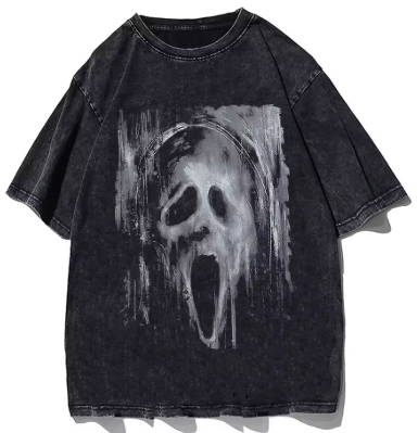 Skeleton Vintage Tshirts Y2K Washed T-Shirt Skull Retro Printing T Shirts Oversized Casual Tshirt Men Women Short-Sleeved Top